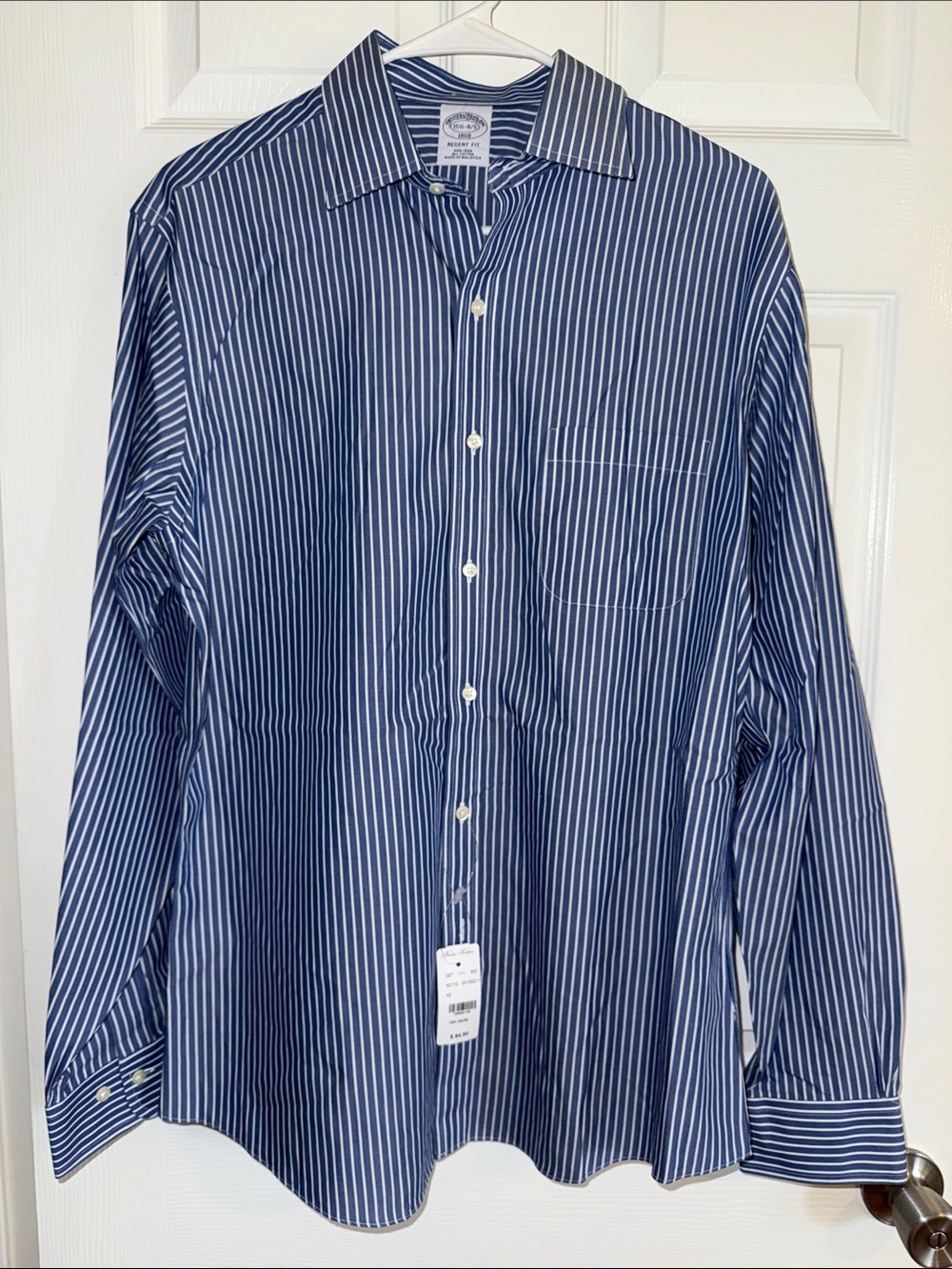 Brooks Brothers Navy and White Striped Button-Down Shirt